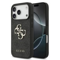 Guess PU 4G Metal Logo Case for iPhone 18 Pro / 17 Pro – Gray