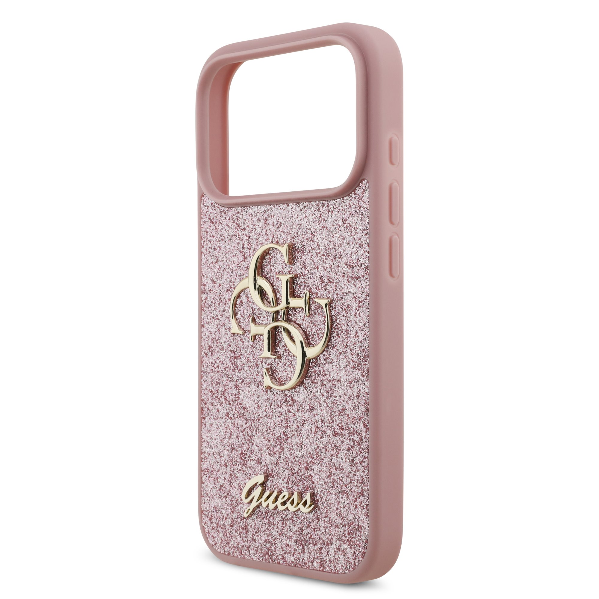 Guess PU Fixed Glitter 4G Metal Frame Hoesje iPhone 18 Pro / 17 Pro - Roze - Afbeelding 5