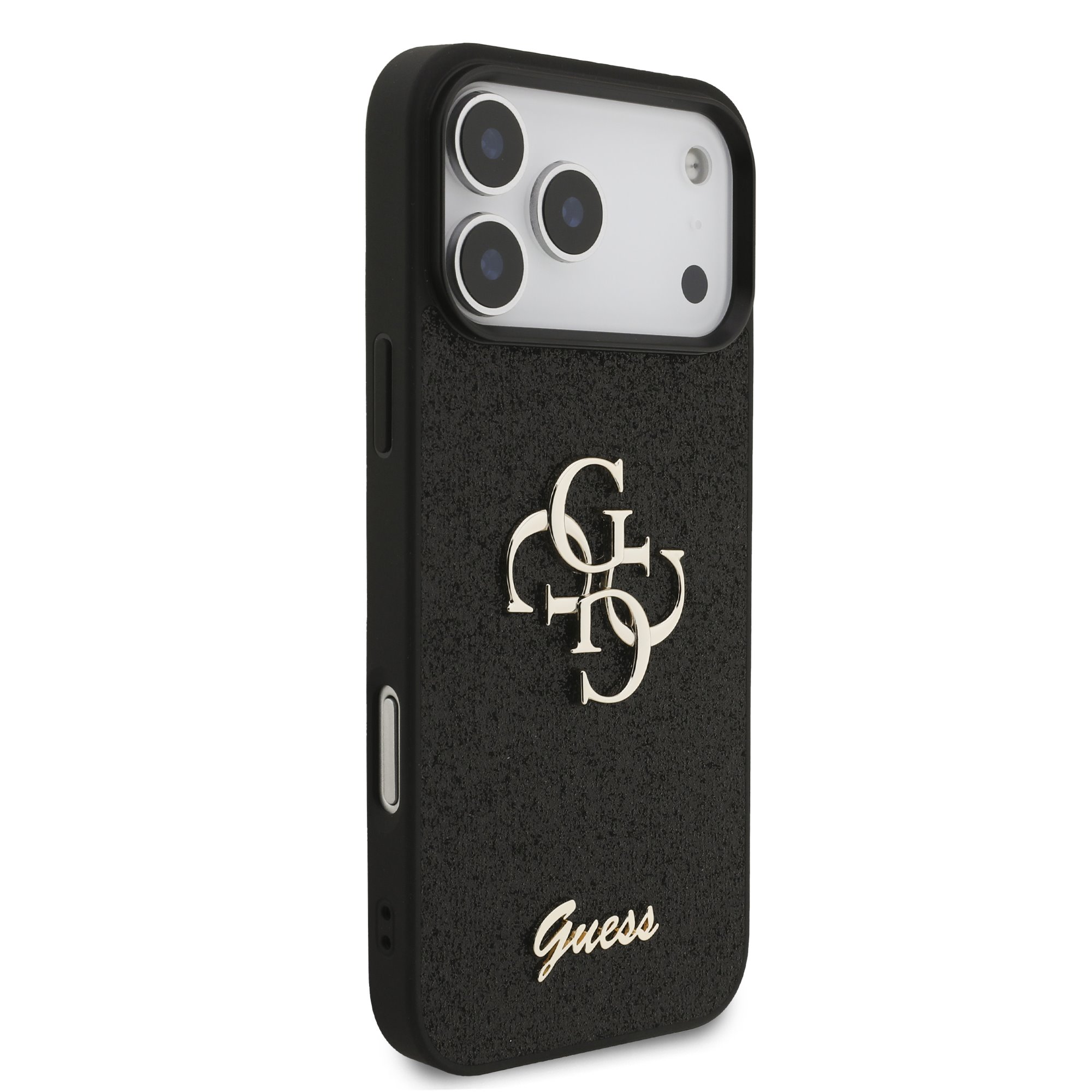 Guess PU Fixed Glitter 4G Metal Frame Hoesje iPhone 18 Pro Max / 17 Pro Max - Zwart - Afbeelding 4