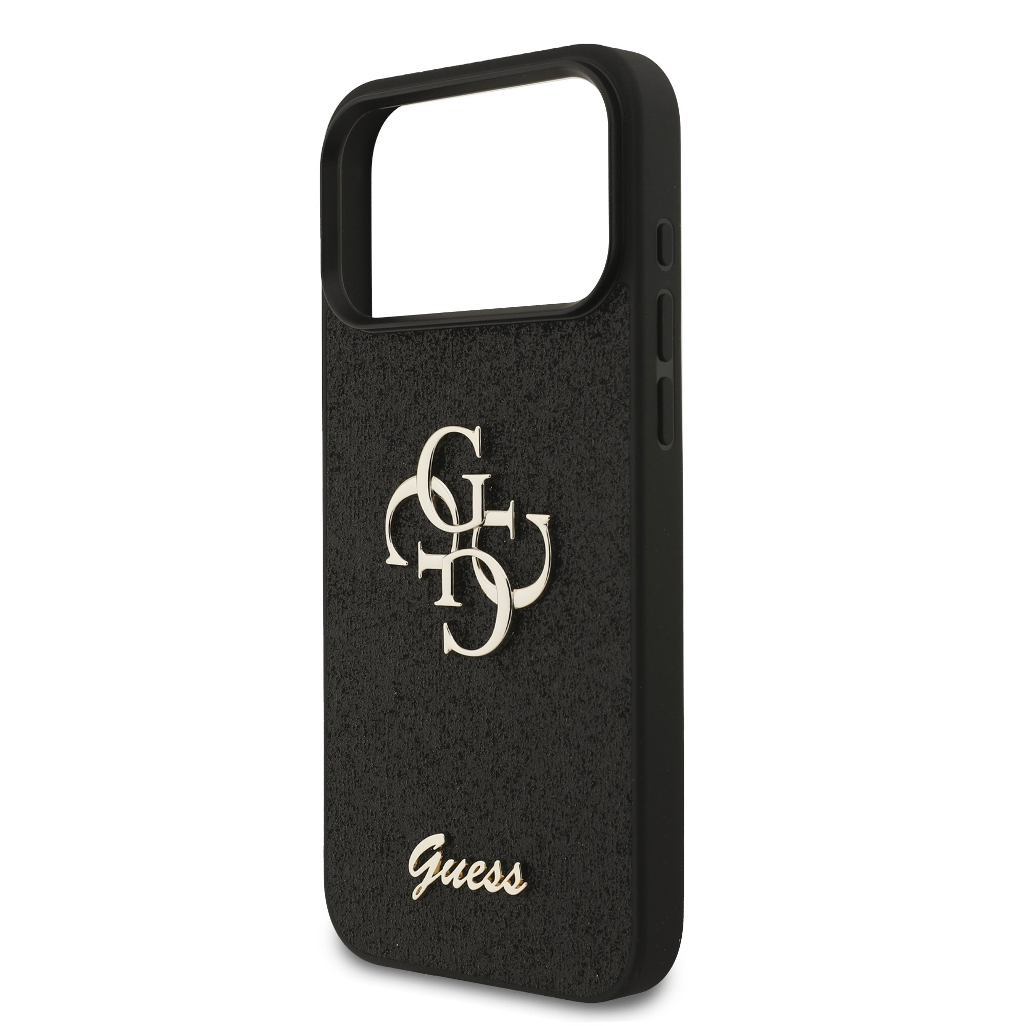 Guess PU Fixed Glitter 4G Metal Frame Hoesje iPhone 18 Pro Max / 17 Pro Max - Zwart - Afbeelding 5