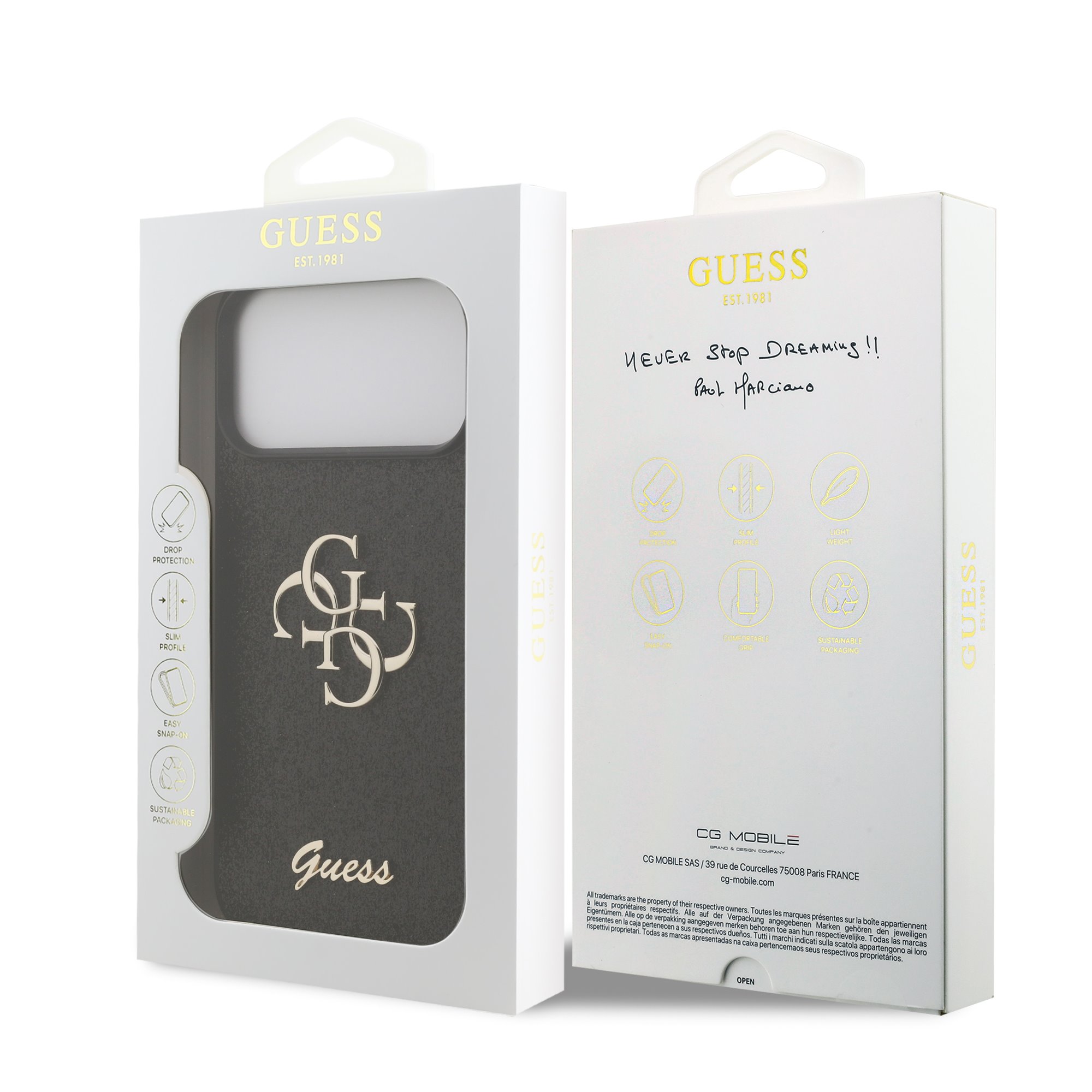 Guess PU Fixed Glitter 4G Metal Frame Hoesje iPhone 18 Pro Max / 17 Pro Max - Zwart - Afbeelding 7