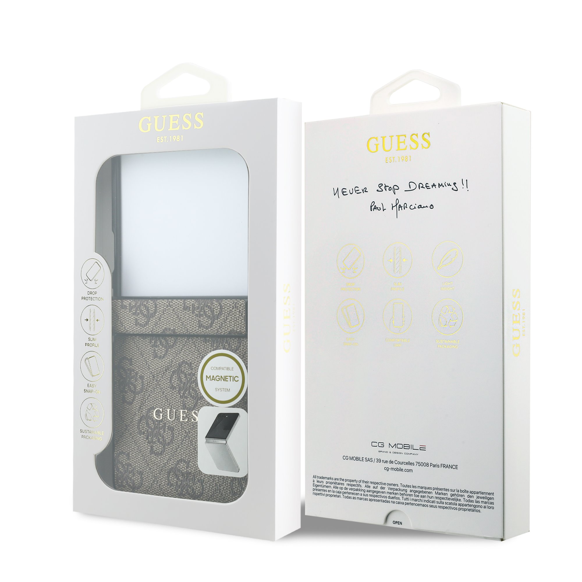 Guess PU Leather 4G Magnetisch Hoesje Samsung Galaxy Z Flip 8 - Bruin - Afbeelding 7