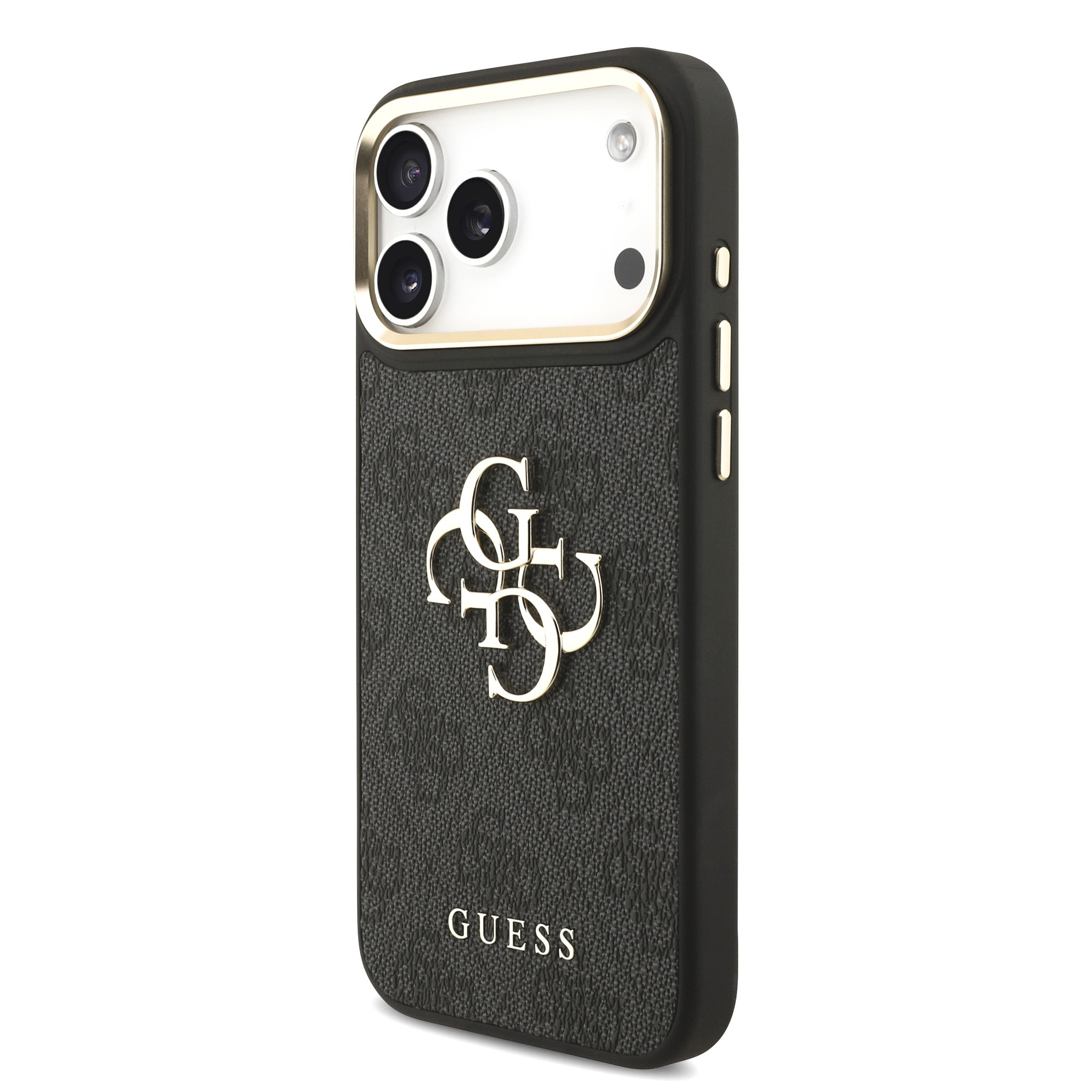 Guess PU Leather 4G Metal Logo Gold Frame Hoesje iPhone 18 Pro Max / 17 Pro Max - Zwart - Afbeelding 2