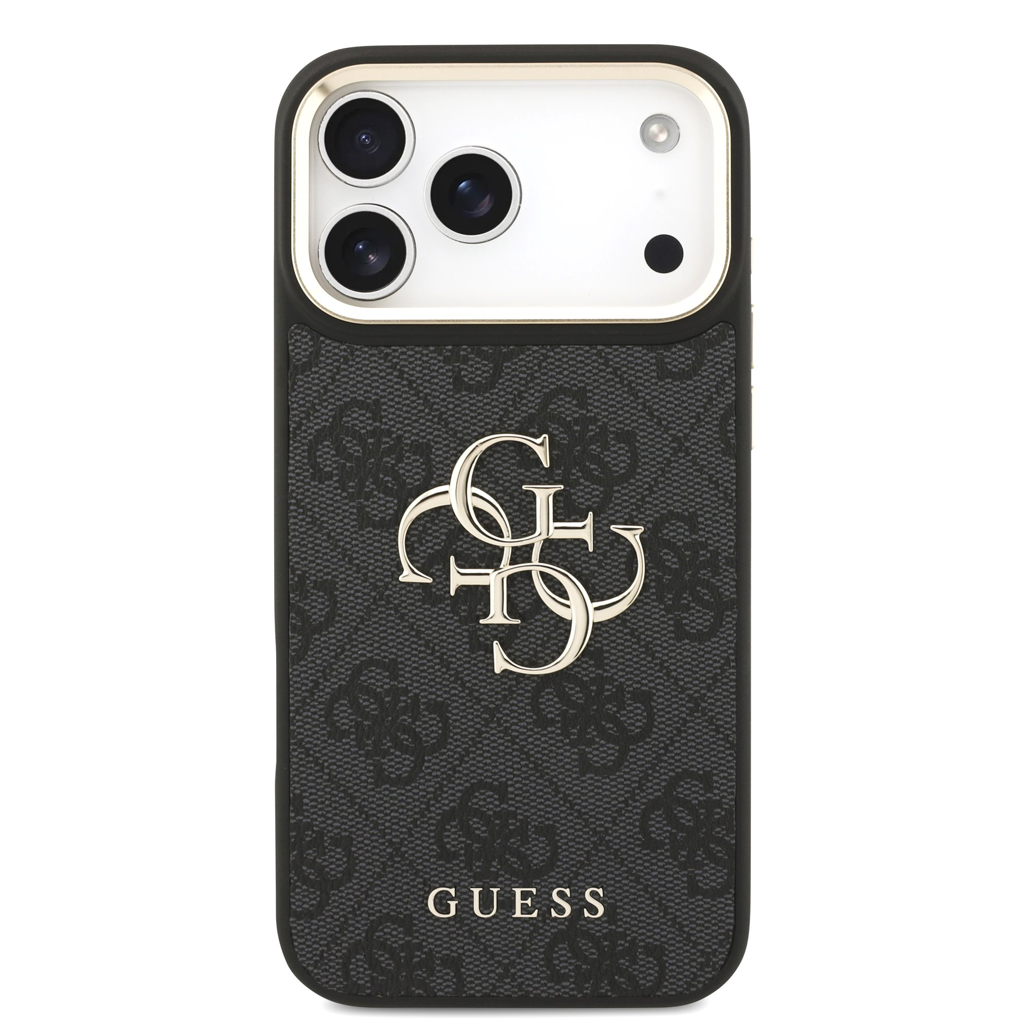 Guess PU Leather 4G Metal Logo Gold Frame Hoesje iPhone 18 Pro Max / 17 Pro Max - Zwart - Afbeelding 3