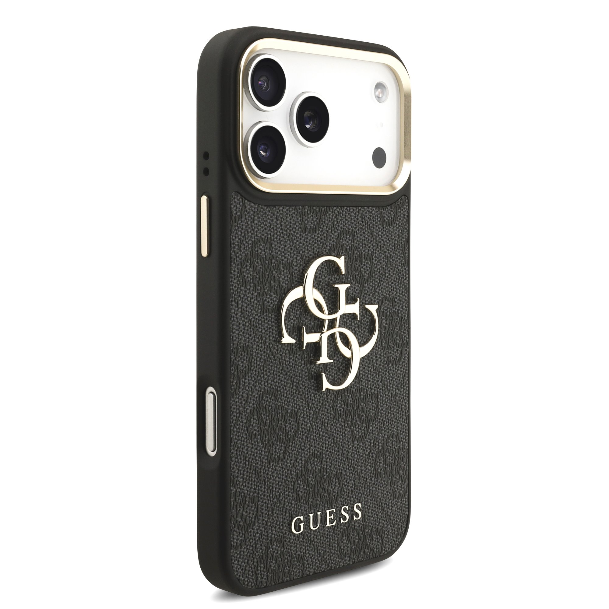 Guess PU Leather 4G Metal Logo Gold Frame Hoesje iPhone 18 Pro Max / 17 Pro Max - Zwart - Afbeelding 4