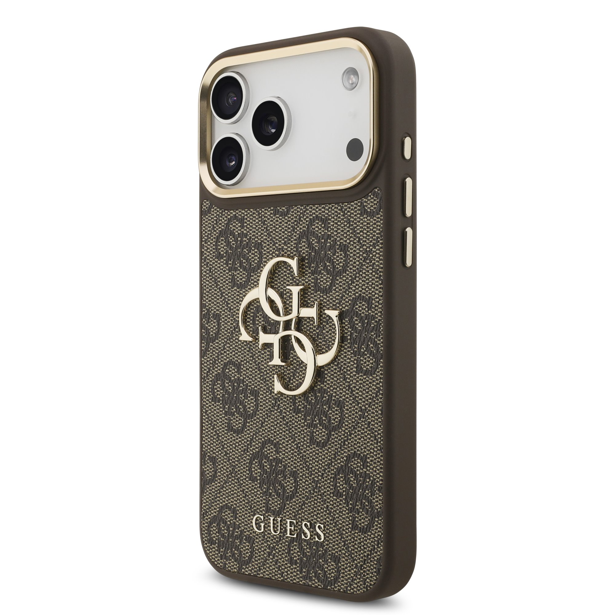 Guess PU Leather 4G Metal Logo Gold Frame Hoesje iPhone 18 Pro Max / 17 Pro Max - Bruin - Afbeelding 2