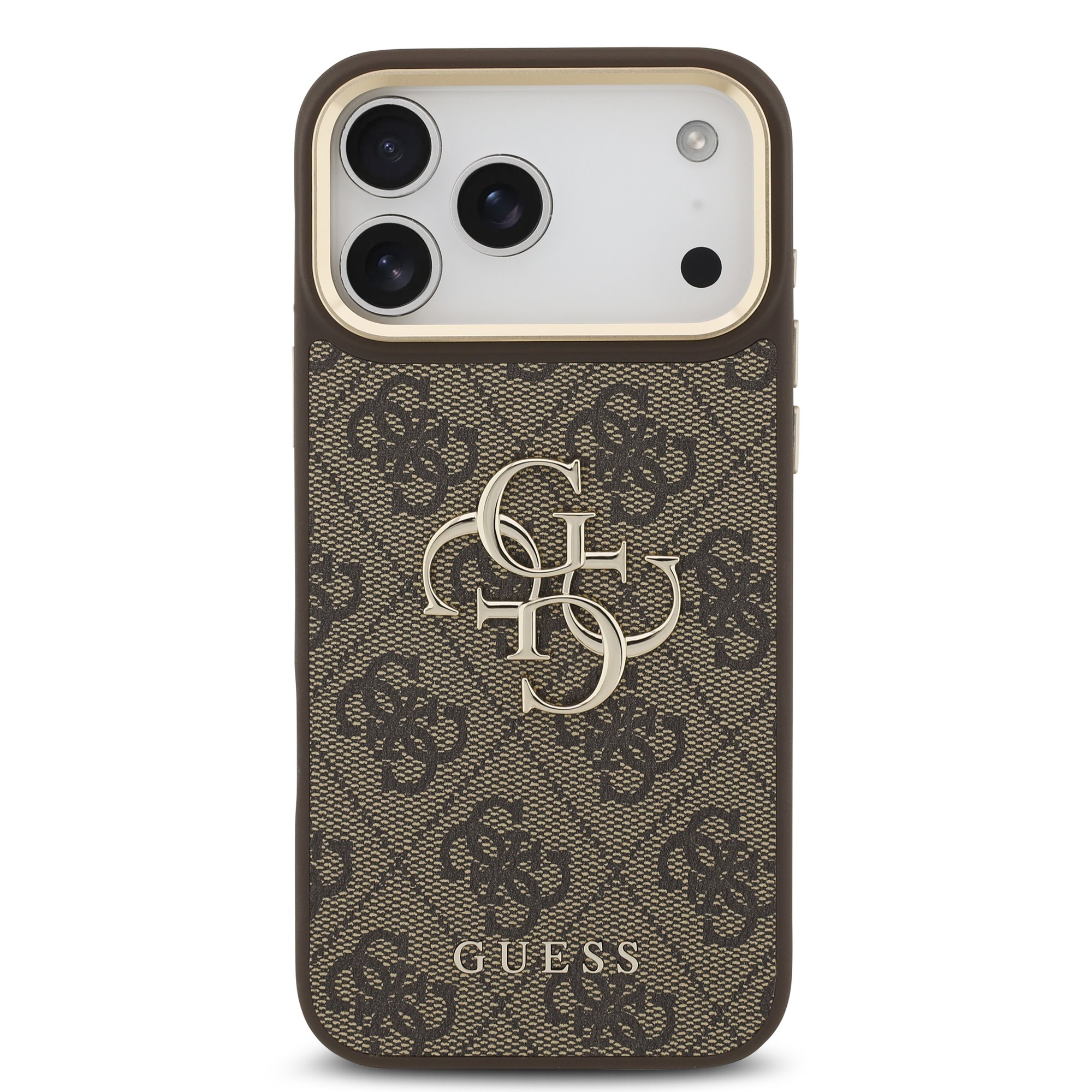 Guess PU Leather 4G Metal Logo Gold Frame Hoesje iPhone 18 Pro Max / 17 Pro Max - Bruin - Afbeelding 3