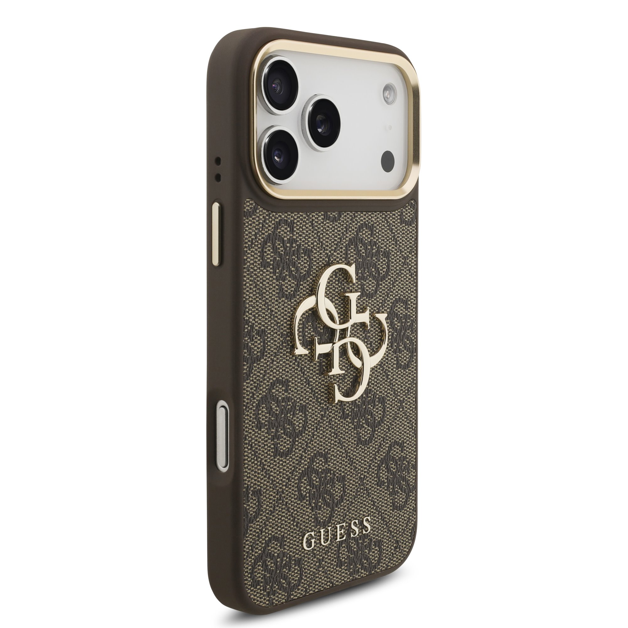 Guess PU Leather 4G Metal Logo Gold Frame Hoesje iPhone 18 Pro Max / 17 Pro Max - Bruin - Afbeelding 4