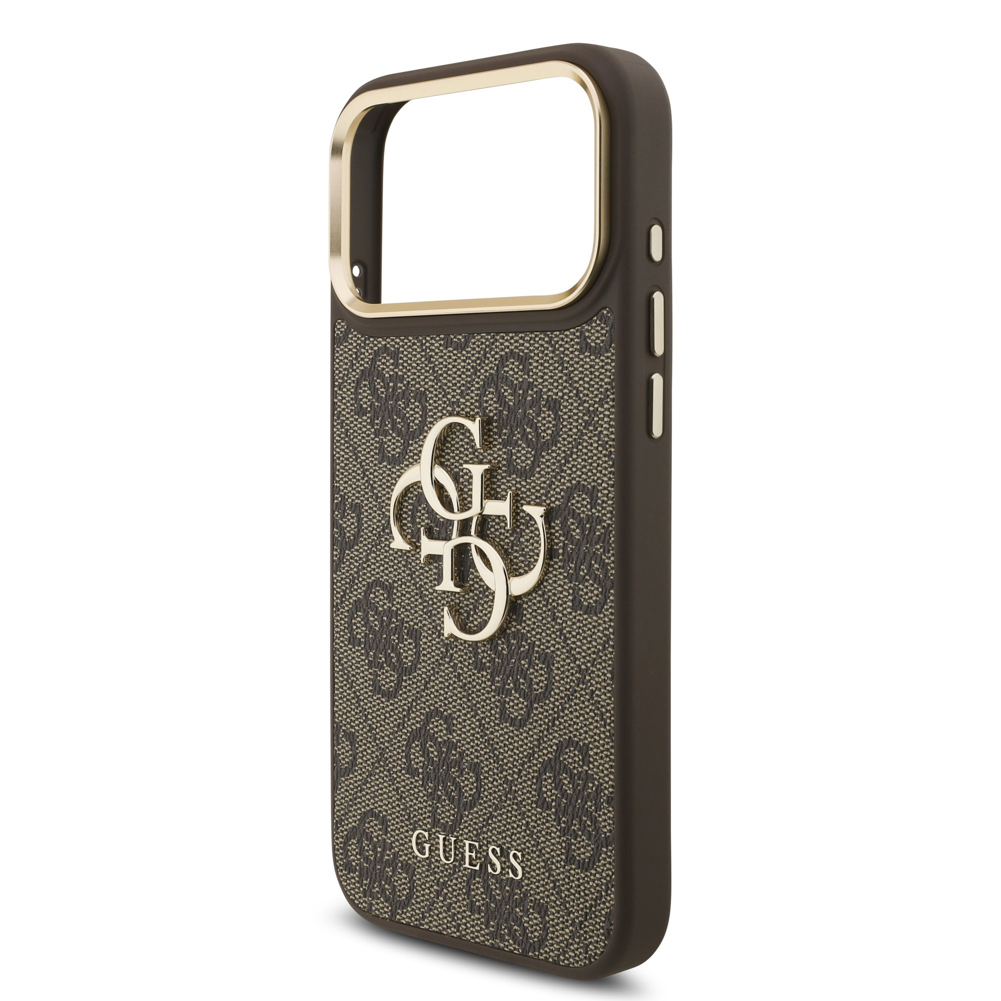 Guess PU Leather 4G Metal Logo Gold Frame Hoesje iPhone 18 Pro Max / 17 Pro Max - Bruin - Afbeelding 5