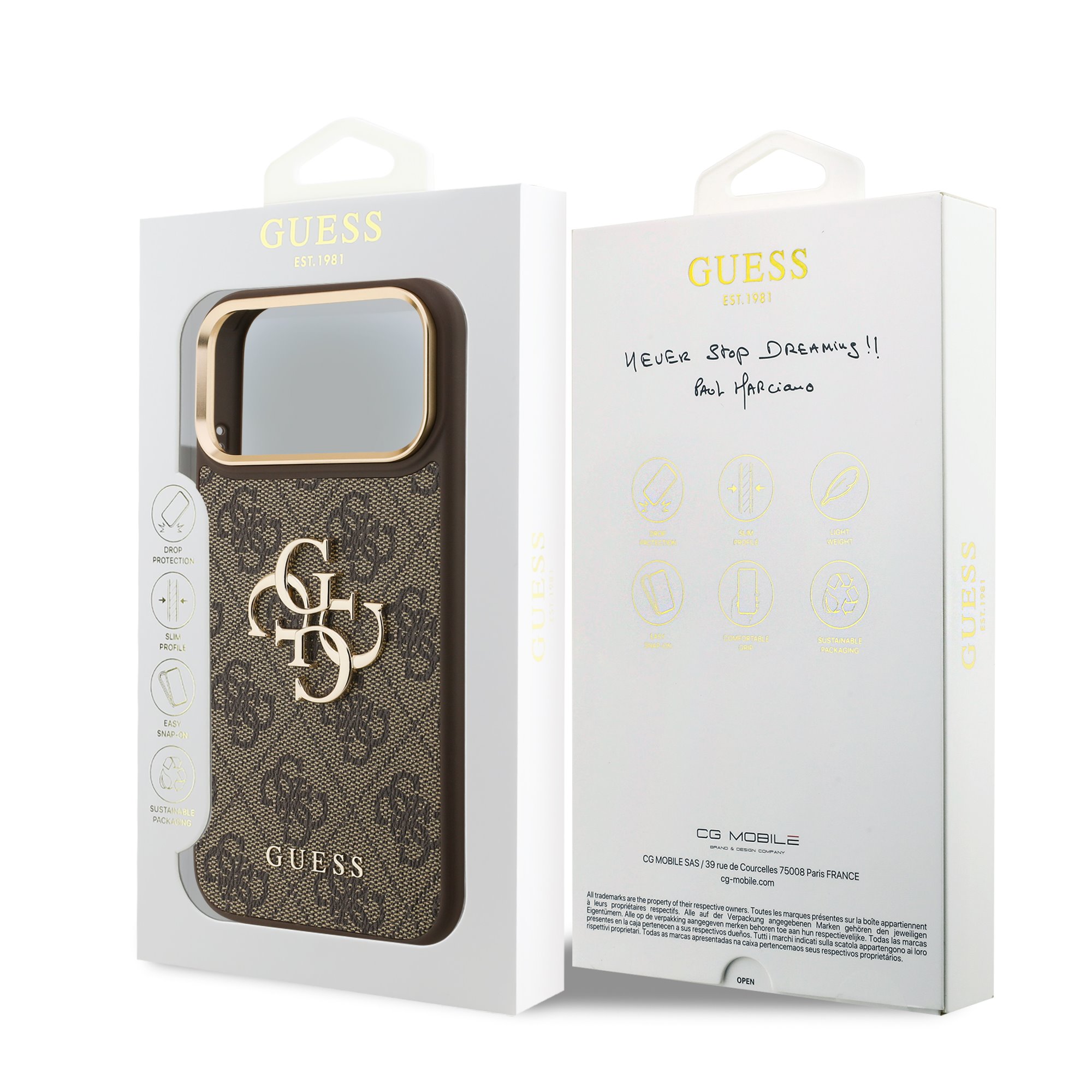 Guess PU Leather 4G Metal Logo Gold Frame Hoesje iPhone 18 Pro Max / 17 Pro Max - Bruin - Afbeelding 7